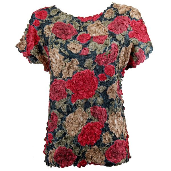 Petal Shirts - Cap Sleeve Burgundy Floral - Queen Size Fits (XL-3X)