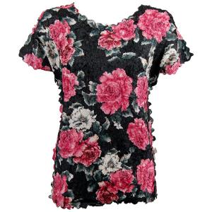 1154 - Petal Shirts - Cap Sleeve Pink Floral - Queen Size Fits (XL-2X)
