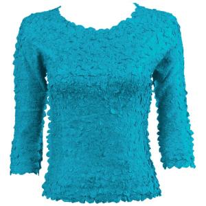 1155 - Petal Shirts - Three Quarter Sleeve Solid Turquoise - One Size Fits Most