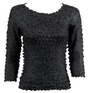 1155 - Petal Shirts - Three Quarter Sleeve Solid Black - One Size Fits Most