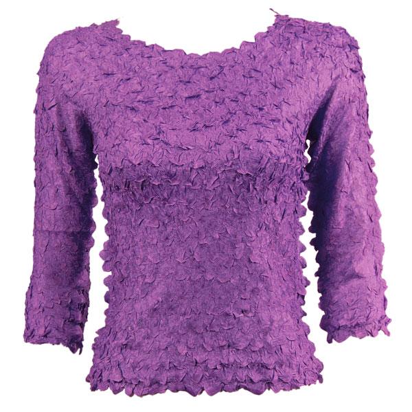 Wholesale 1155 - Petal Shirts - Three Quarter Sleeve Solid Purple - Queen Size Fits (XL-2X)