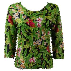 1155 - Petal Shirts - Three Quarter Sleeve Tropical Floral - Green - One Size Fits Most