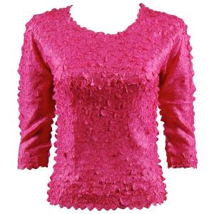 1155 - Petal Shirts - Three Quarter Sleeve Solid Hot Pink - Queen Size Fits (XL-2X)