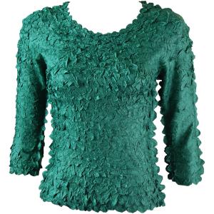 1155 - Petal Shirts - Three Quarter Sleeve Solid Emerald - One Size Fits Most