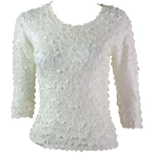 1155 - Petal Shirts - Three Quarter Sleeve Solid Ivory - One Size Fits Most