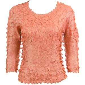 1155 - Petal Shirts - Three Quarter Sleeve Solid Coral Pink - Queen Size Fits (XL-2X)