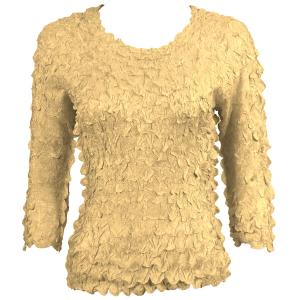 1155 - Petal Shirts - Three Quarter Sleeve Solid Light Gold - Queen Size Fits (XL-2X)