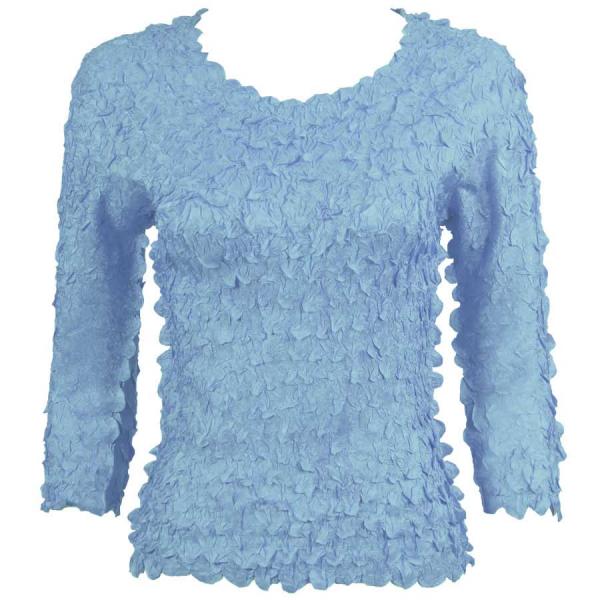 Wholesale 1155 - Petal Shirts - Three Quarter Sleeve Solid Azure - Queen Size Fits (XL-2X)
