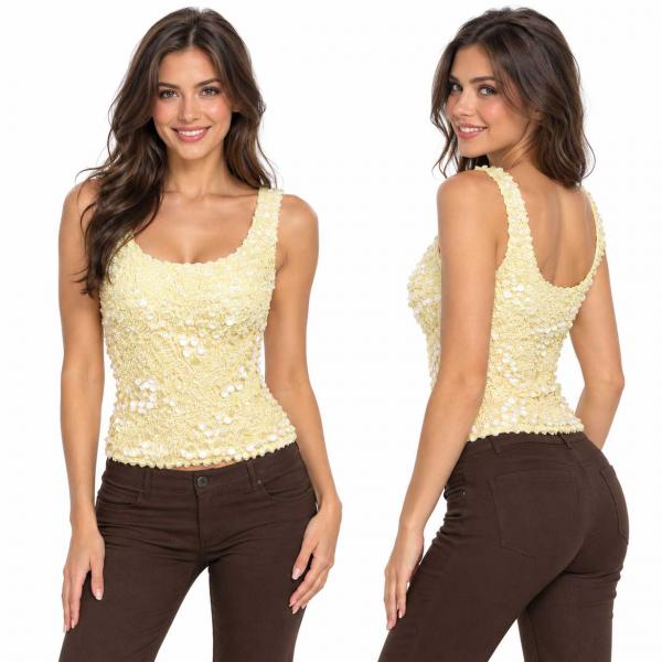 wholesale 1158 - Pinpoint Coin - Sleeveless Ivory - One Size Fits Most