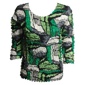 1159 - Sequined Abstract Petal Tops Green Abstract Abstract Petal Top with Sequins - Three Quarter Sleeve - One Size Fits Most
