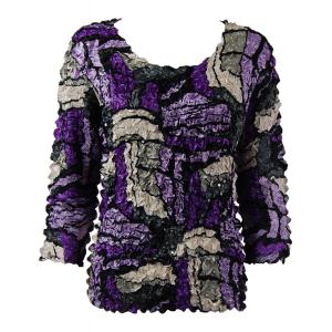 1159 - Sequined Abstract Petal Tops Purple - Queen Size Fits (XL-2X)