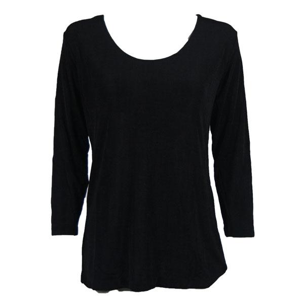 wholesale Slinky Travel Tops - Three Quarter Sleeve Black - One Size Fits Most