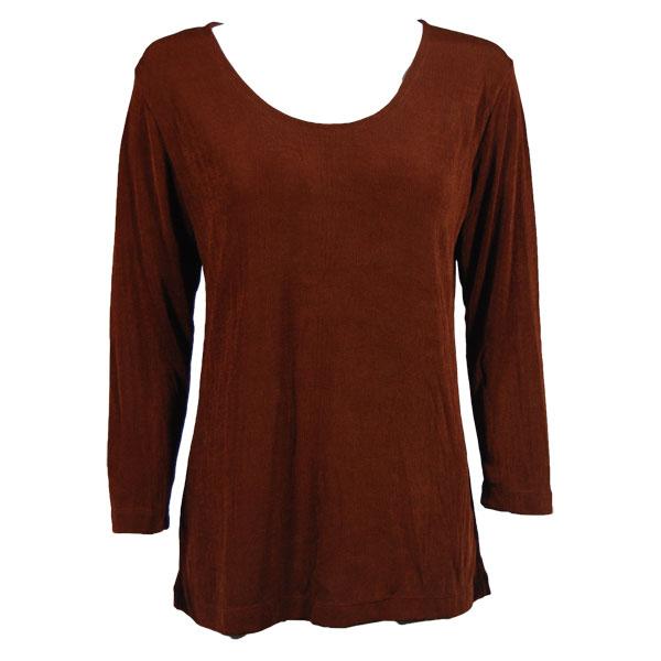 wholesale Slinky Travel Tops - Three Quarter Sleeve Brown - One Size Fits Most