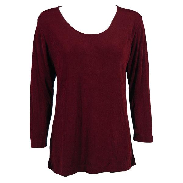 wholesale Slinky Travel Tops - Three Quarter Sleeve Wine - One Size Fits Most