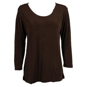 1175 - Slinky Travel Tops - Three Quarter Sleeve Dark Brown - One Size Fits Most