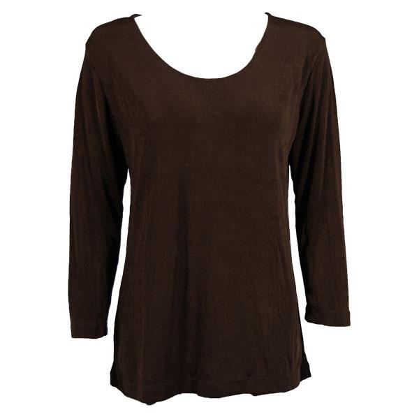 wholesale Slinky Travel Tops - Three Quarter Sleeve Dark Brown - One Size Fits Most