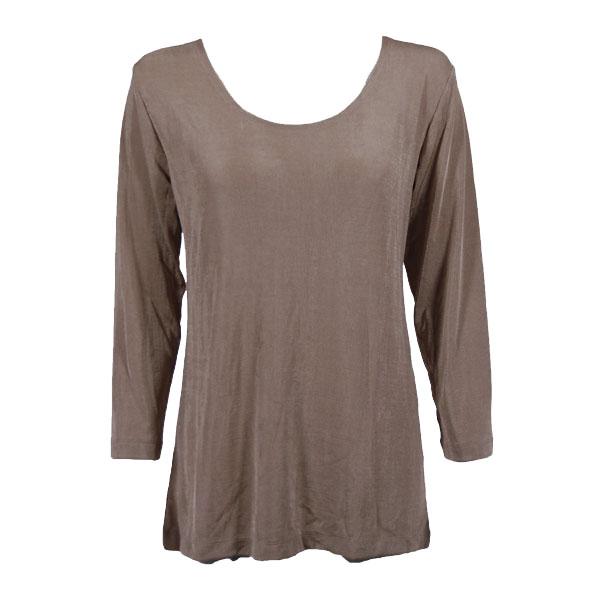 wholesale Slinky Travel Tops - Three Quarter Sleeve Taupe - One Size Fits Most