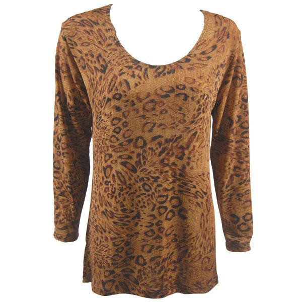 wholesale Slinky Travel Tops - Three Quarter Sleeve Leopard Print - One Size Fits Most