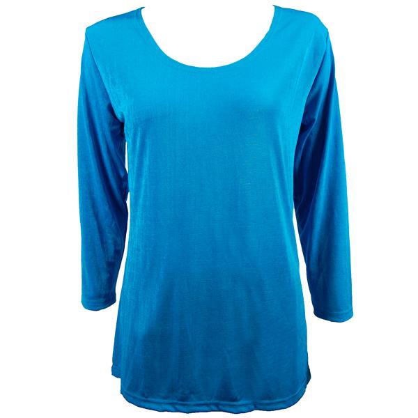 wholesale Slinky Travel Tops - Three Quarter Sleeve Turquoise - One Size Fits Most