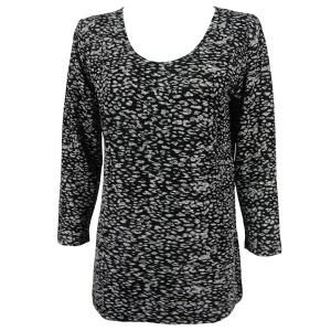 1175 - Slinky Travel Tops - Three Quarter Sleeve Leopard Black-White - One Size Fits Most