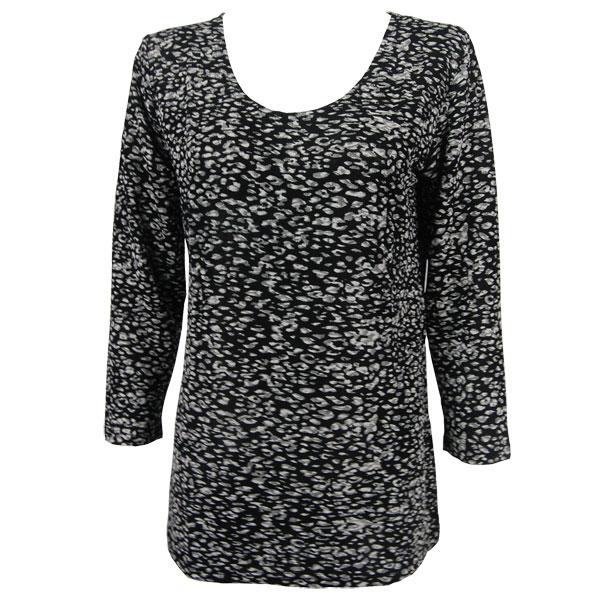 wholesale Slinky Travel Tops - Three Quarter Sleeve Leopard Black-White - One Size Fits Most