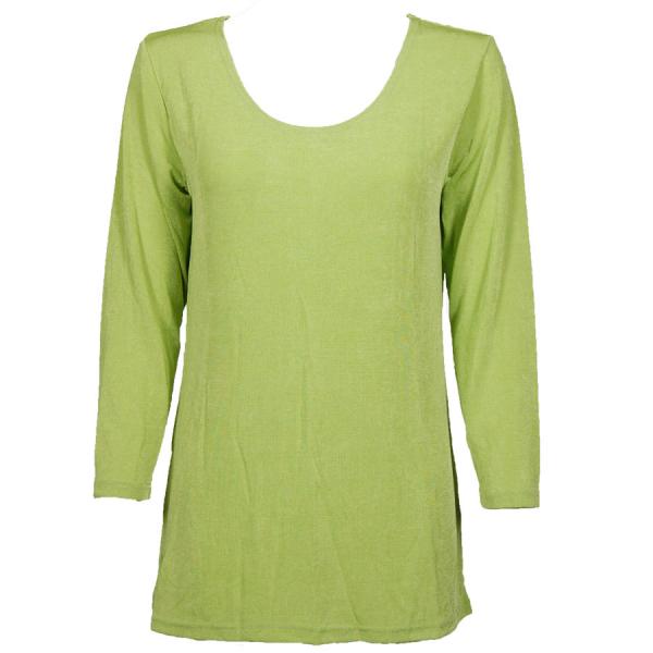 wholesale Slinky Travel Tops - Three Quarter Sleeve Green Apple - One Size Fits  (S-L)