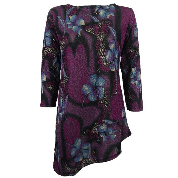 wholesale 1176 - Slinky Travel Tops - Asymmetric Tunic Hibiscus Purple - One Size Fits Most