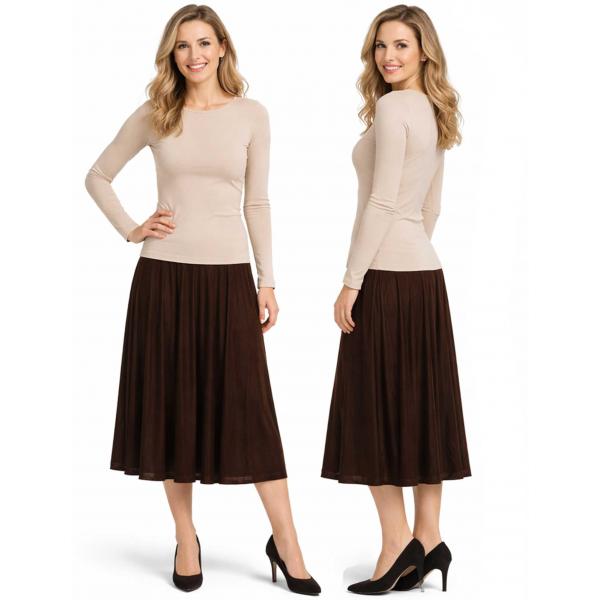 wholesale 1177 - Slinky Travel Skirts Dark Brown - One Size Fits Most