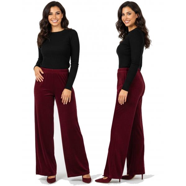 Wholesale 1178 - Slinky Travel Pants  Wine  - 25 inch inseam (XL-2X)