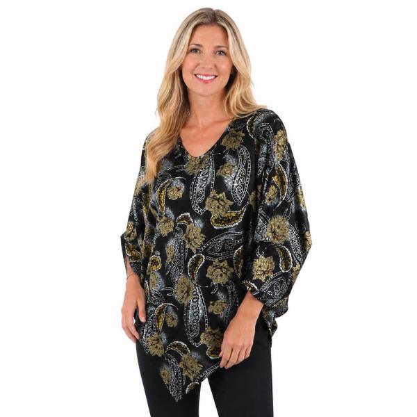 Wholesale 1178 - Slinky Travel Pants  Leaves and Paisley Gold/Silver  - 