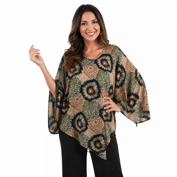 Wholesale 1196 - Woven Print  Ponchos  Sunburst Black/Copper  - 