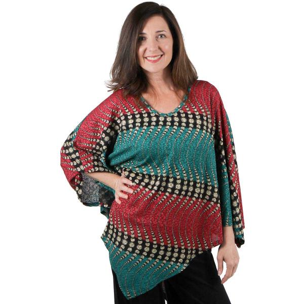 wholesale Slinky Weave Poncho* 1196 Ribbons and Circles Teal/Magenta Slinky Weave Poncho - 