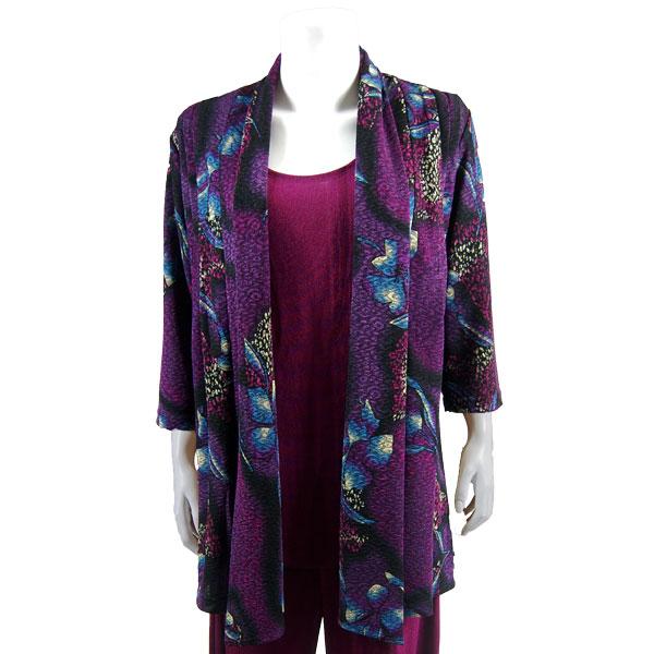 1215 - Slinky TravelWear Open Front Cardigan Hibiscus Purple - One Size Fits Most