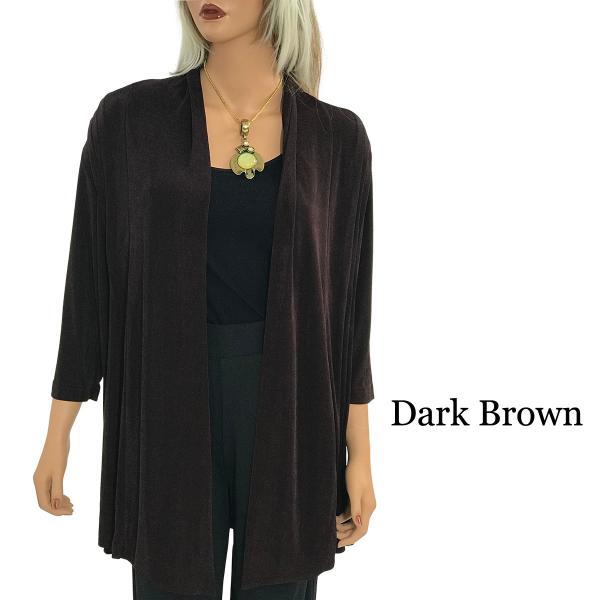1215 - Slinky TravelWear Open Front Cardigan Dark Brown - One Size Fits Most