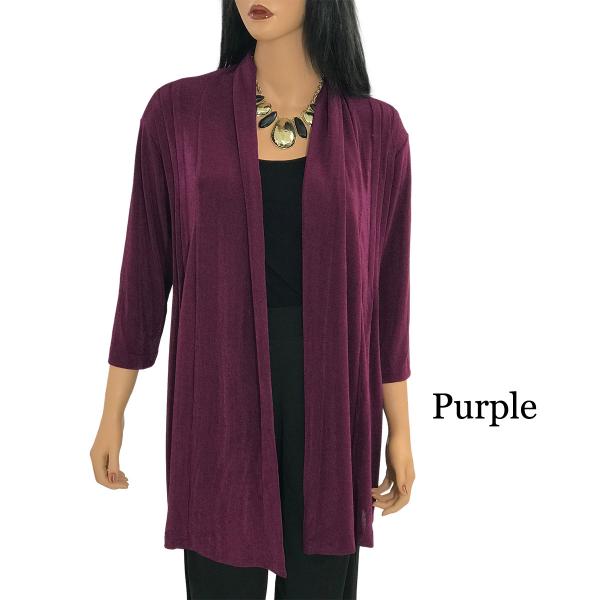 1215 - Slinky TravelWear Open Front Cardigan Purple - One Size Fits Most
