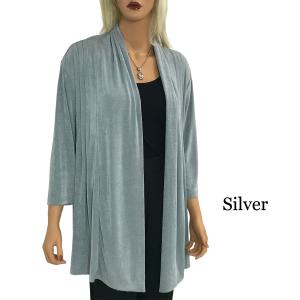 1215 - Slinky TravelWear Open Front Cardigan Silver - One Size Fits Most