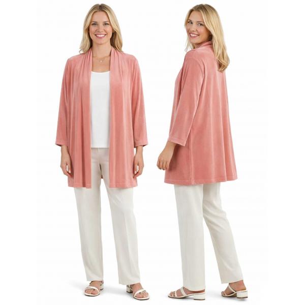 Wholesale 1215 - Slinky TravelWear Open Front Cardigan Light Pink - Plus Size Fits (XL-2X)