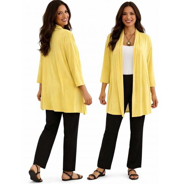 Wholesale 1215 - Slinky TravelWear Open Front Cardigan Yellow - Plus Size Fits (XL-2X)