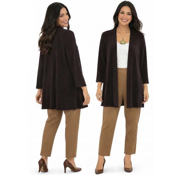 Wholesale 1215 - Slinky TravelWear Open Front Cardigan Dark Brown - Plus Size Fits (XL-2X)