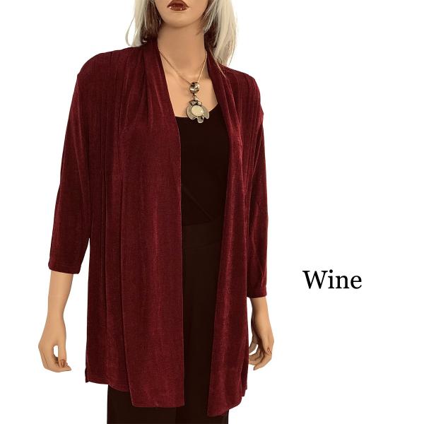 1215 - Slinky TravelWear Open Front Cardigan Wine - One Size Fits Most