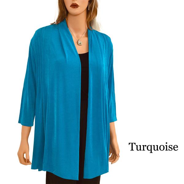 1215 - Slinky TravelWear Open Front Cardigan Turquoise - One Size Fits Most