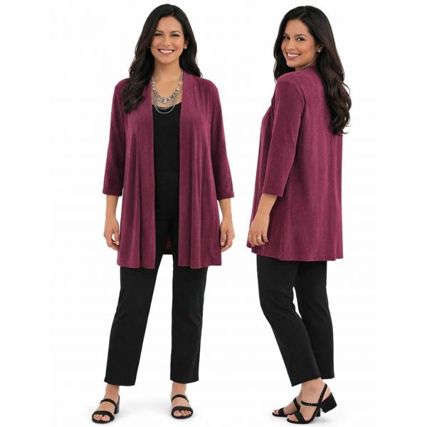 Wholesale 1215 - Slinky TravelWear Open Front Cardigan Plum  - One Size Fits  Most