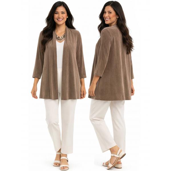 Wholesale 1215 - Slinky TravelWear Open Front Cardigan Nutmeg - One Size Fits  Most