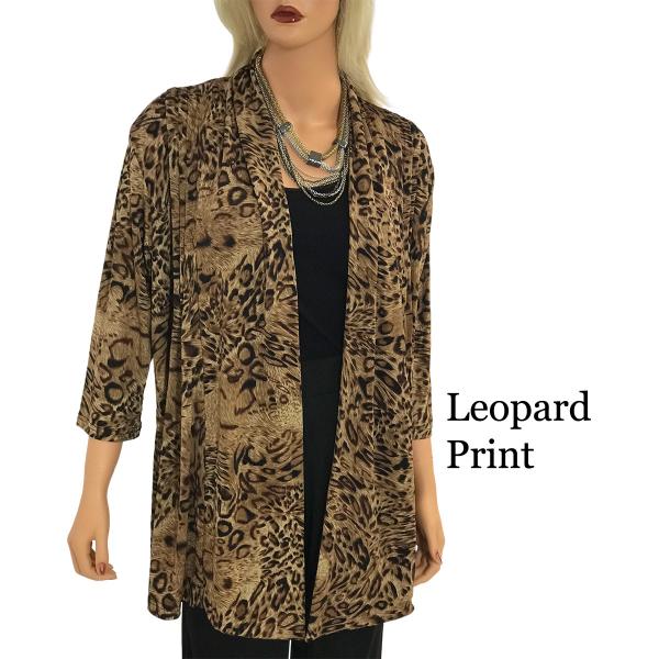 wholesale 1215 - Slinky TravelWear Open Front Cardigan Leopard Print - Plus Size Fits (XL-2X)
