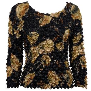 1233 - Coin Prints - Long Sleeve Black with Gold Leaves MB - One Size Fits Most
