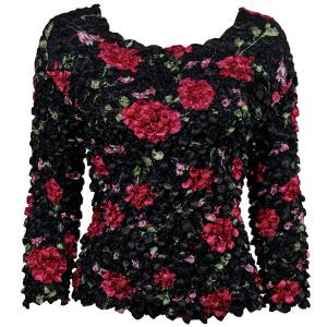 1233 - Coin Prints - Long Sleeve Black with Roses - One Size Fits Most
