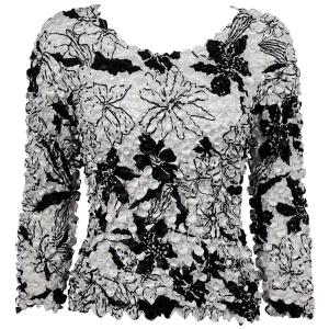 1233 - Coin Prints - Long Sleeve Floral - Black on White NEED BU - One Size Fits Most