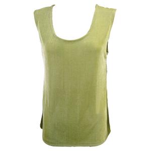 1246 - Sleeveless Slinky Tops  Leaf Green - Plus Size Fits (XL-2X)