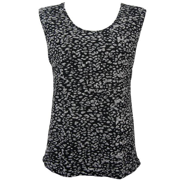 1246 - Sleeveless Slinky Tops  Leopard Black-White - One Size Fits Most