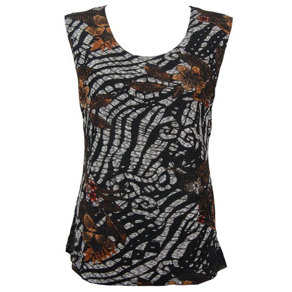 1246 - Sleeveless Slinky Tops  Zebra Floral - Brown - One Size Fits Most